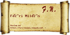 Füri Milán névjegykártya